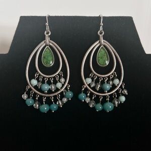 Turquoise Beaded Teardrop Earrings